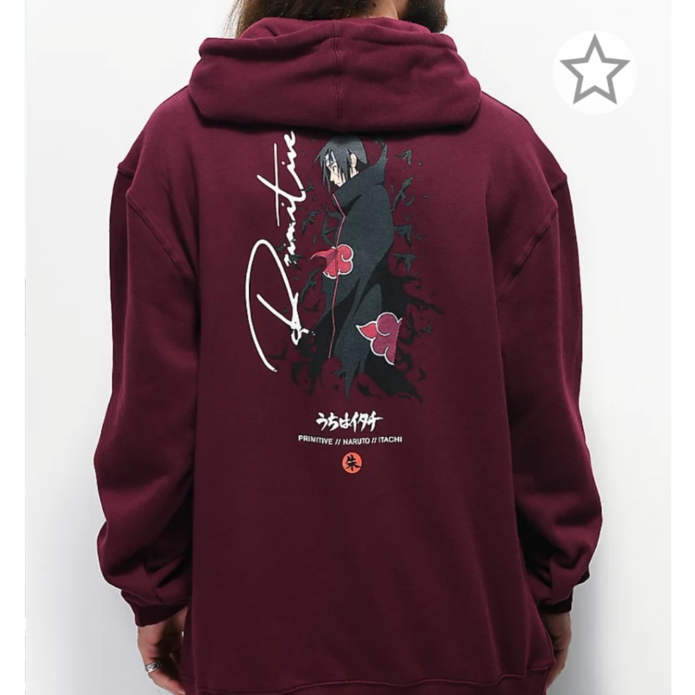 Primitive x Naruto Crows Burgundy Hoodie